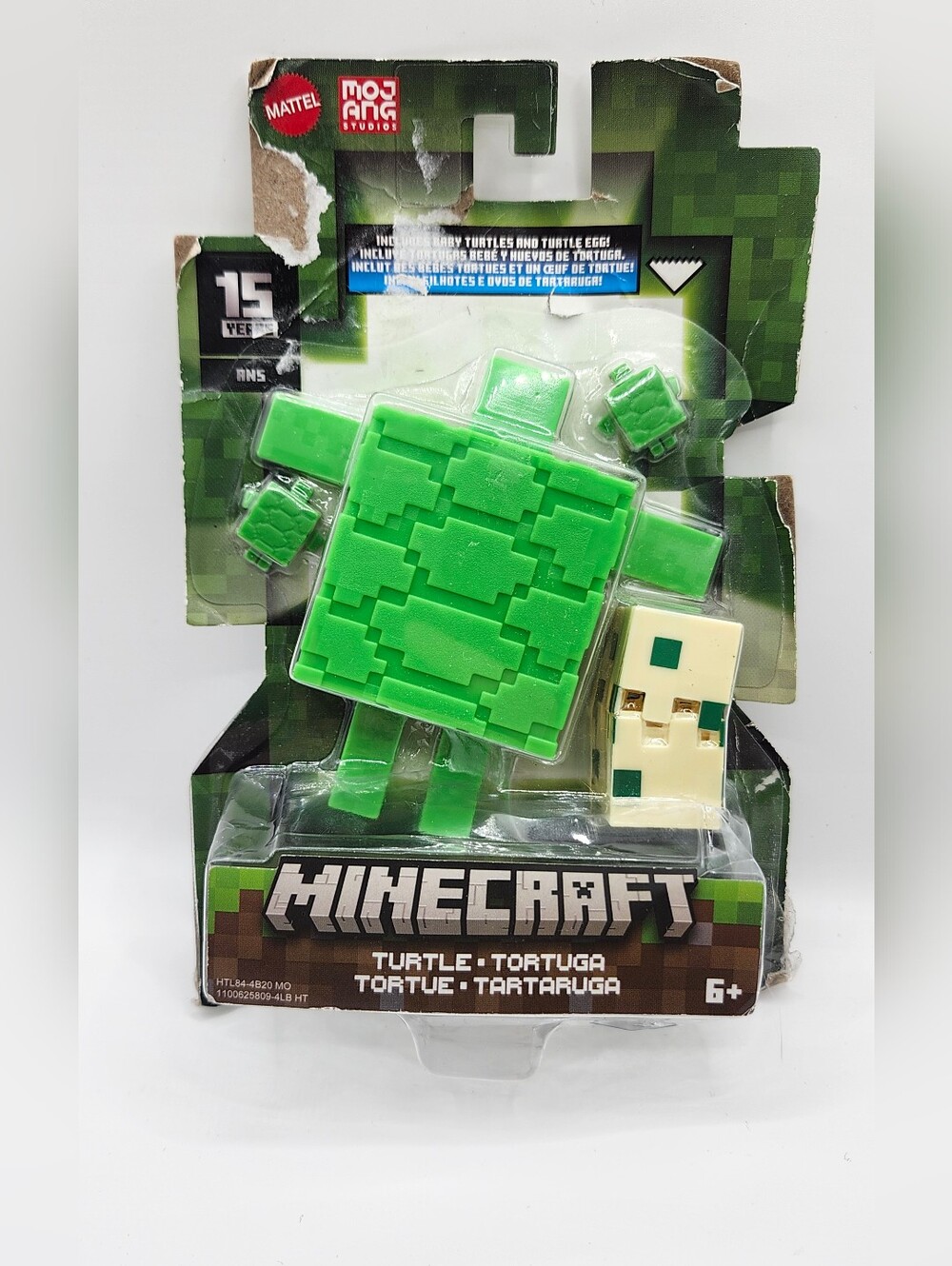 Retired  Minecraft 15th Anniversary Action Figure: TURTLE, EGG, Two Babies 2024